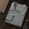 Men's long-sleeve cashmere polo sweater