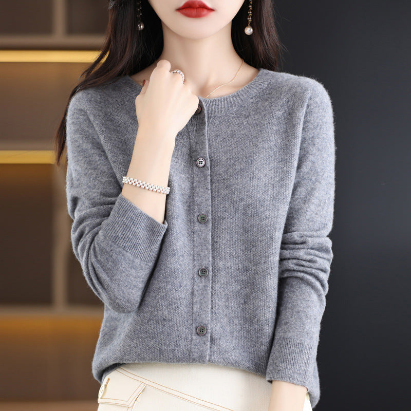 Women's merino crew cardigan