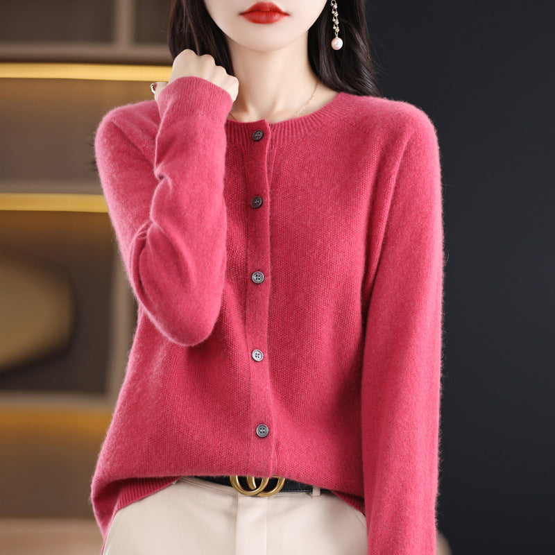 Women's merino crew cardigan