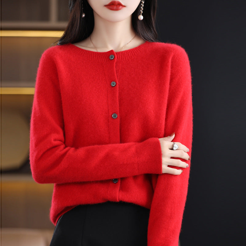 Women's merino crew cardigan