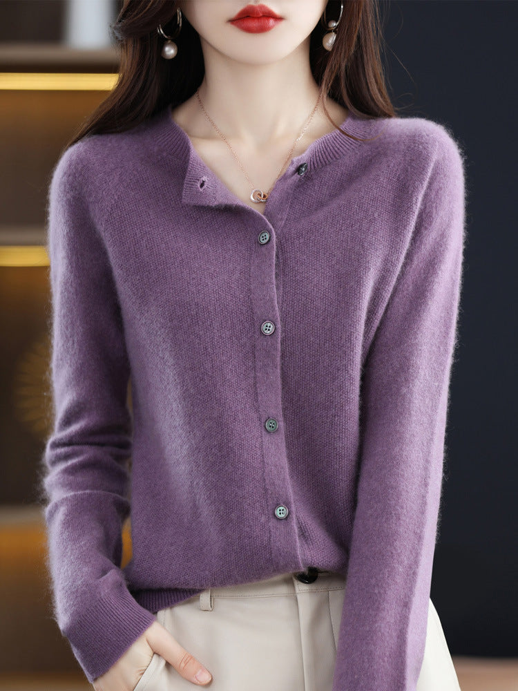 Women's merino crew cardigan